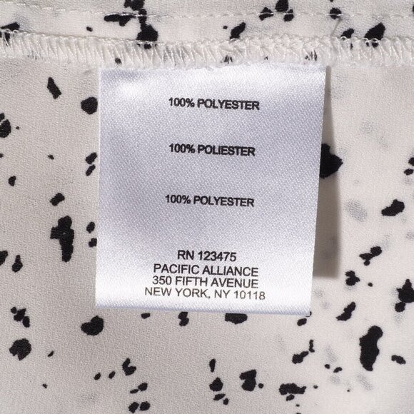 Ellen Tracy Top Womens Large Tunic High Low Keyhole Paint Spattered White Black - Picture 9 of 10